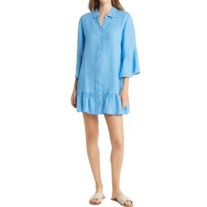 NWOT Lilly Pulitzer Linley Linen Coverup Button Up Shirt Dress Size Large